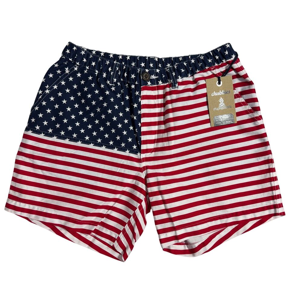 Chubbies USA Flag Print Men's Shorts - Size Medium, 5.5" Inseam